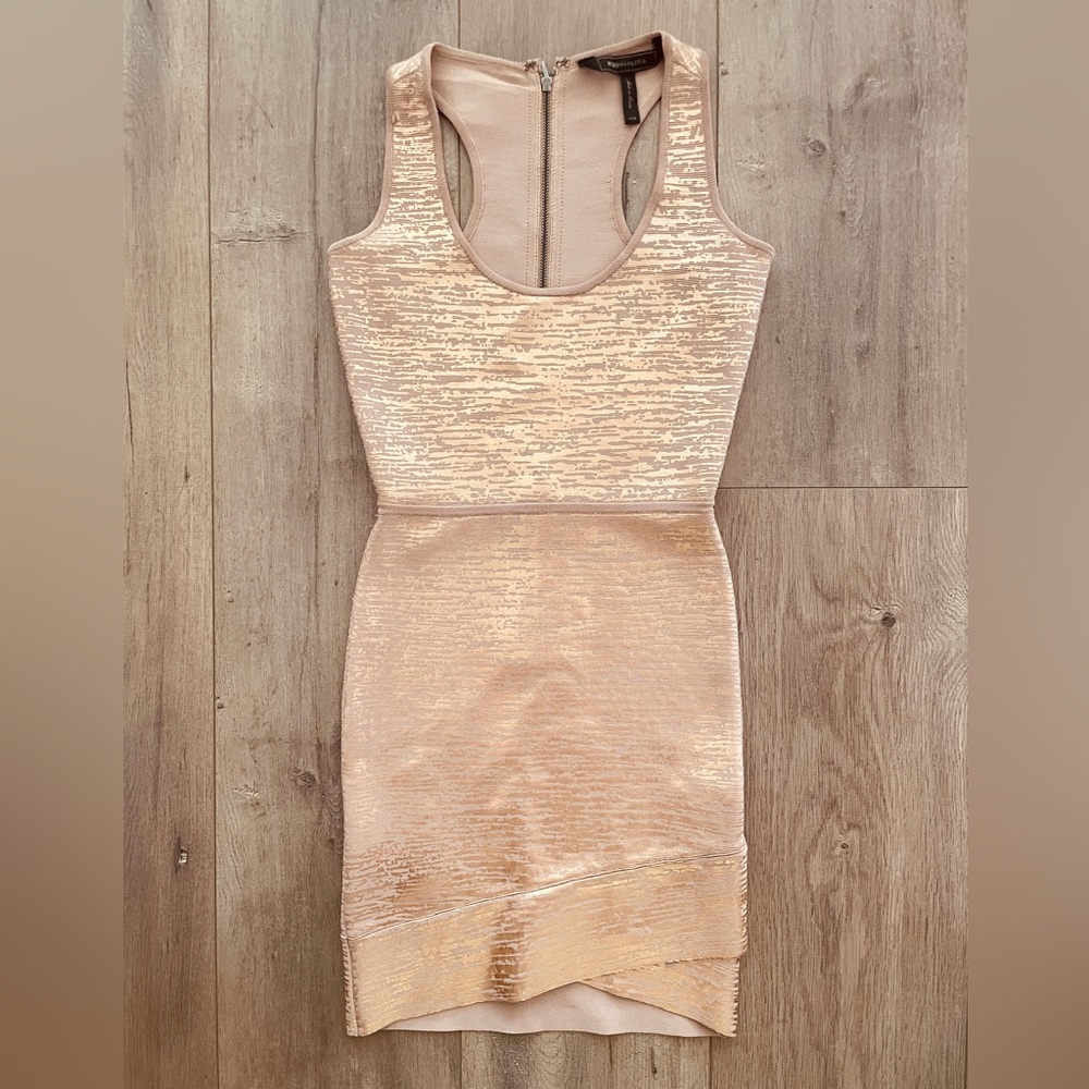 BCBG MAX AZRIA Rose Gold Gisela Bandage Dress